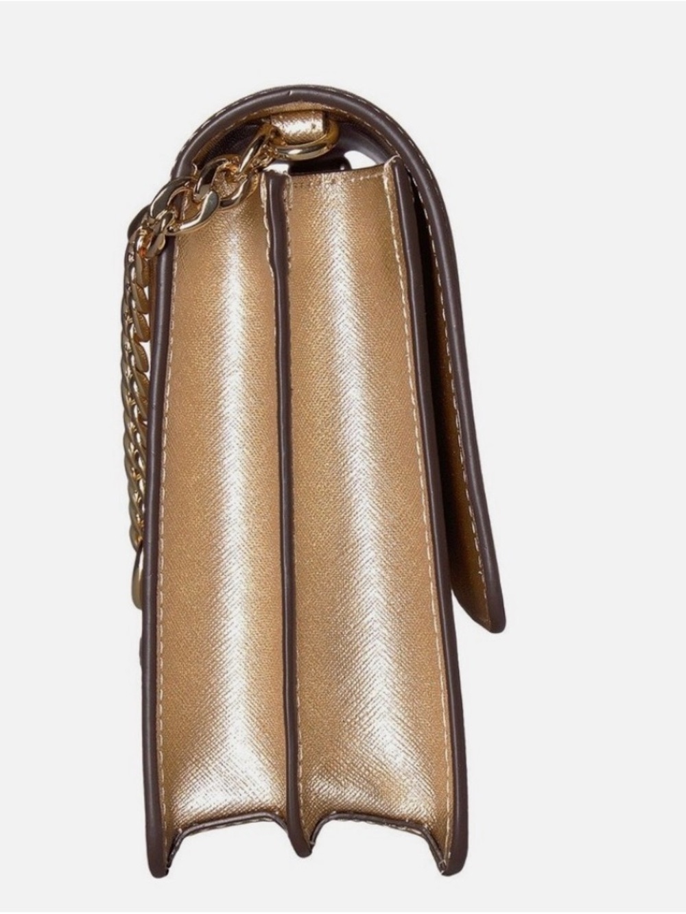 Michael Kors Metallic Gold Leather Double-Compartment Crossbody - Picture 2 of 16